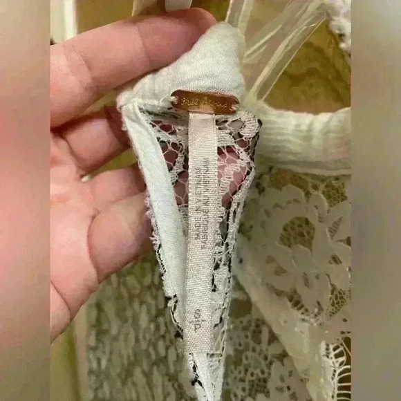 Free People Secret Origins Pieced Lace Choker Neck Tunic Dress White Size S - Picture 8 of 15